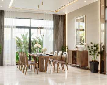 Mẫu bàn ăn 8 ghế gỗ óc chó chân đứng BA007